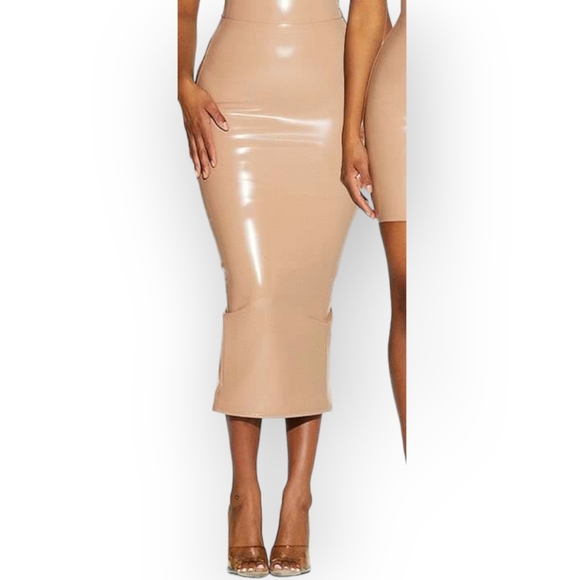 naked wardrobe Dresses & Skirts - NAKED WARDROBE "The Vinyl Mood Midi Skirt" IN Coco, Womens M